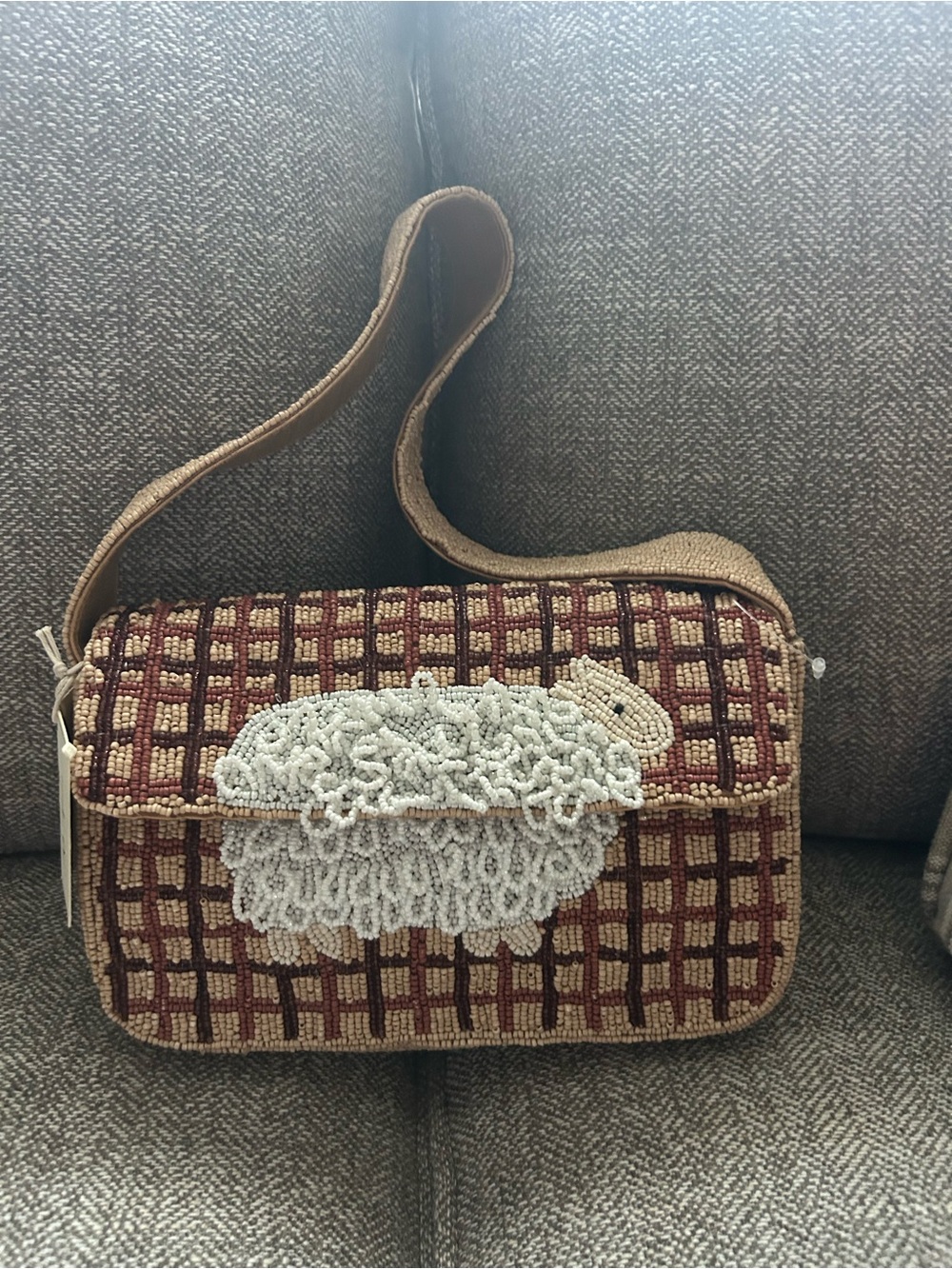 Sol and Mer Sheep Beaded Shoulder Bag
